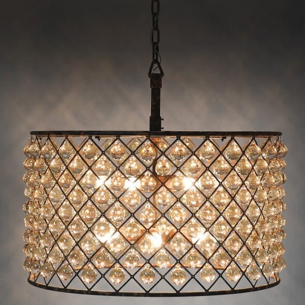 Royal Crystal Chandelier - 70x41 cm, Iron Frame with Amber Crystals