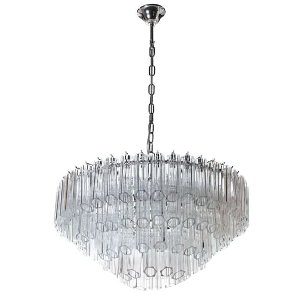 Portobelo Glass Chandelier - 68x32cm with transparent glass tubes and an iron frame