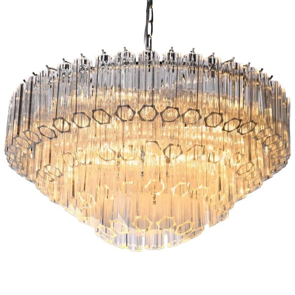 Portobelo Glass Chandelier - 68x32cm with transparent glass tubes and an iron frame
