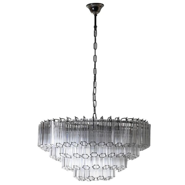 Portobelo Glass Chandelier - 68x32cm with transparent glass tubes and an iron frame