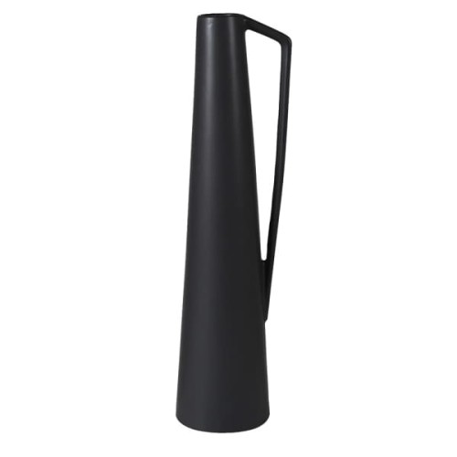 Tall Black Ceramic Vase 50.5cm with Sculptural Handle
