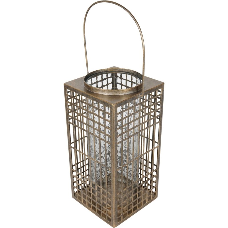 Tall iron candle lantern with clear glass insert