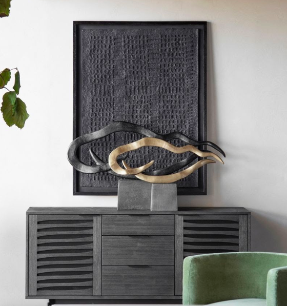 Modern Elegance: Golden Waves 84cm Large Aluminum Sculpture