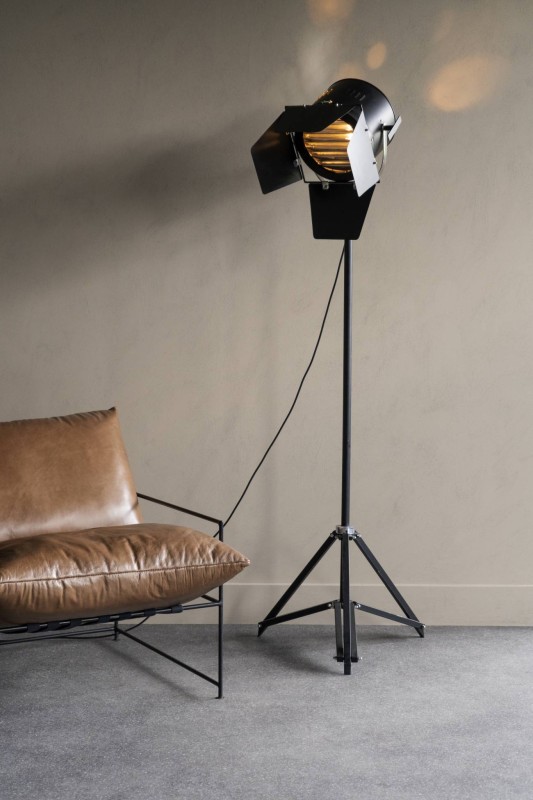 Loft Black Industrial Floor Lamp on Tripod Base – 176 cm