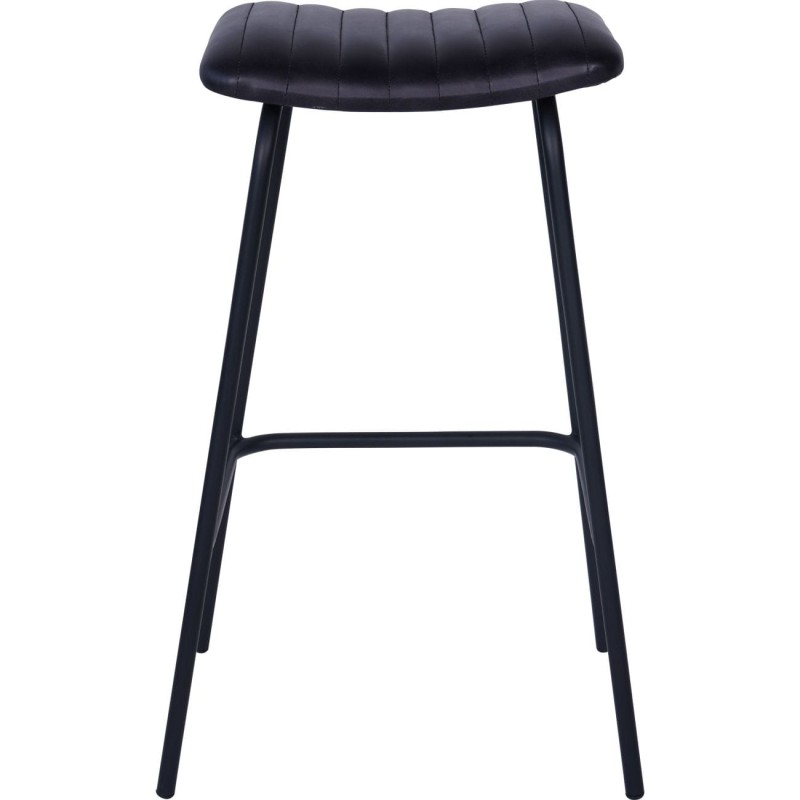 Pair of Charcoal Black leather bar stools