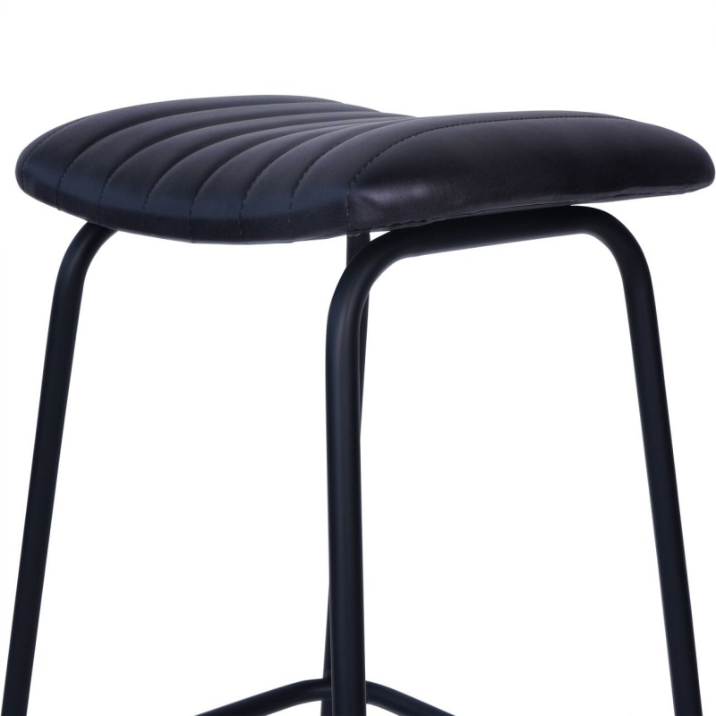 Pair of Charcoal Black leather bar stools