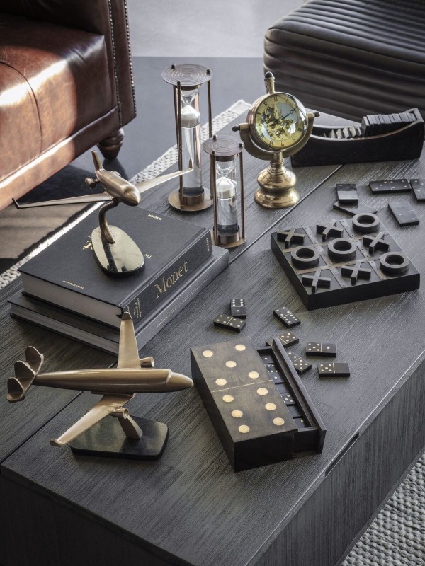 Decorative 20 cm Brass Domino Game, embellished box, interior ornament, domino game