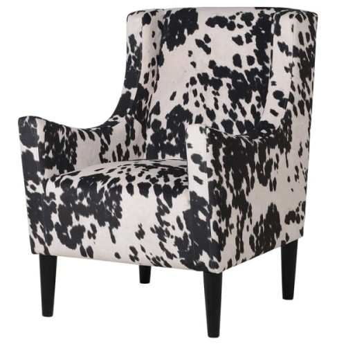 Cow Designer Armchair - 98 cm, Black and White Hair-on-Hide Effect