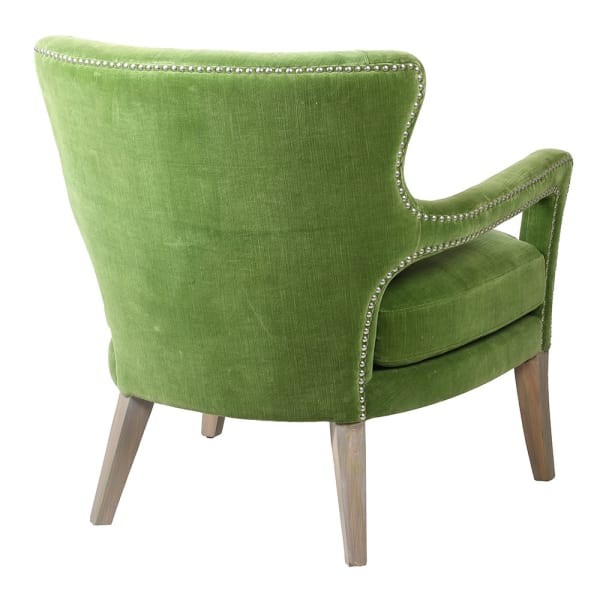Pico Pistachio Green Cotton Armchair with Wooden Legs - 82 cm