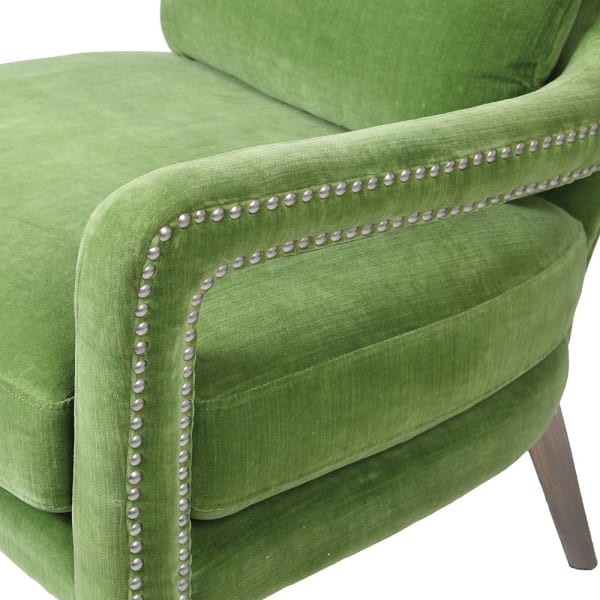 Pico Pistachio Green Cotton Armchair with Wooden Legs - 82 cm
