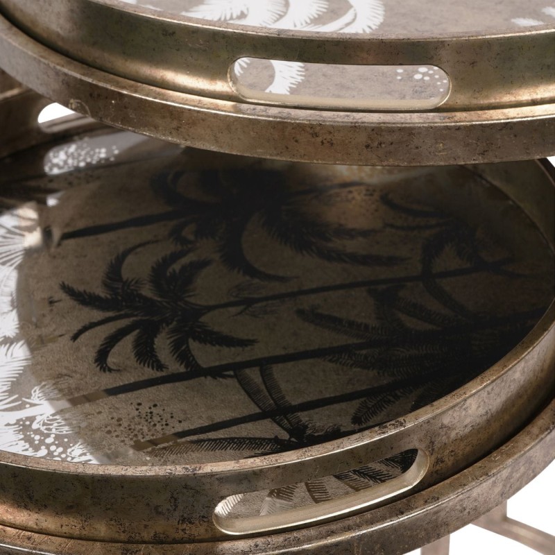 Palm Gold Side Tables – Set of 2 Side Tables with Removable Trays