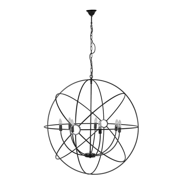 Black Iron Sphere Chandelier 110x102 cm