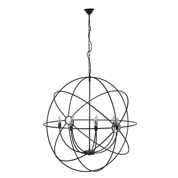 Black Iron Sphere Chandelier 110x102 cm
