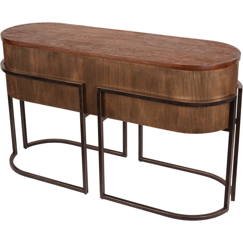 Chester Console Table with 138x86 cm Wooden Top and Antique Gold Metal Finish