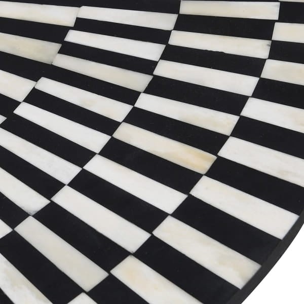 Kinnerton Coffee Table 96 cm Round Black and White Geometric Resin with Buffalo Bone