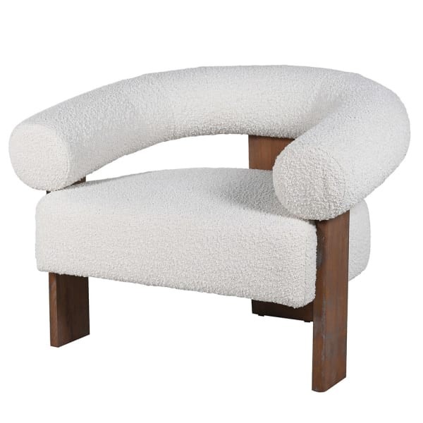 Luxury boucle armchair with ash wood legs
