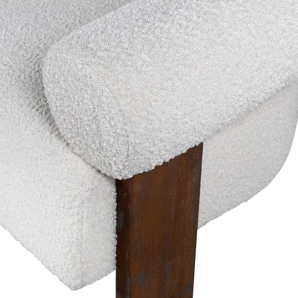 Modern boucle armchair with wooden legs