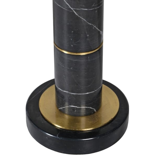 Black marble table lamp with gold details and white shade