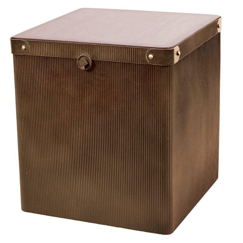 Hunter Side Table with Storage 61cm Gold Metal Embossed Base Wooden Top