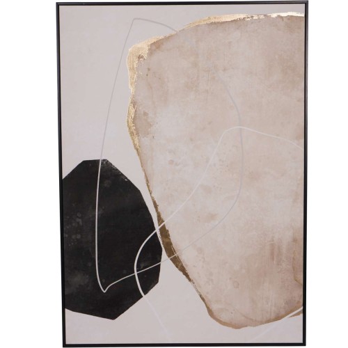 Chesham Abstract Framed Canvas 120 × 80 cm in Beige, Black and Gold