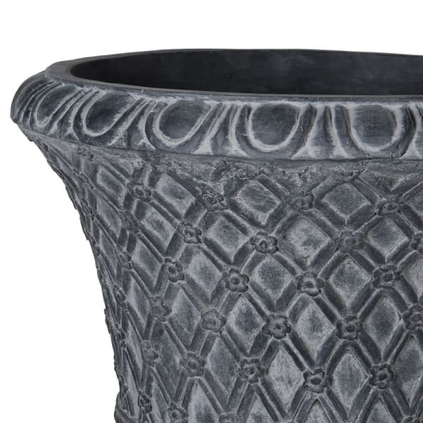 Large black urn on pedestal 138 cm made from fibreglass