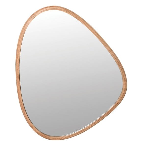 Organic Designer Wood-Framed Mirror, 79 x 65 cm, Irregular Shape