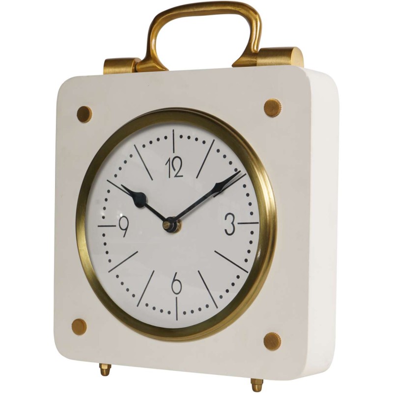 Luxury Cream 26cm Retro Style Mantel Clock in Cream and Gold