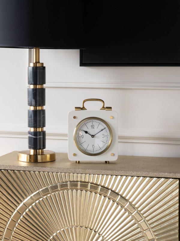 Luxury Cream 26cm Retro Style Mantel Clock in Cream and Gold