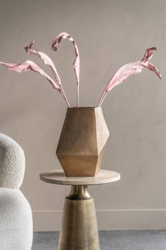 Gold Cast Decorative Vase 34 cm – Geometric Gold Aluminium Vase
