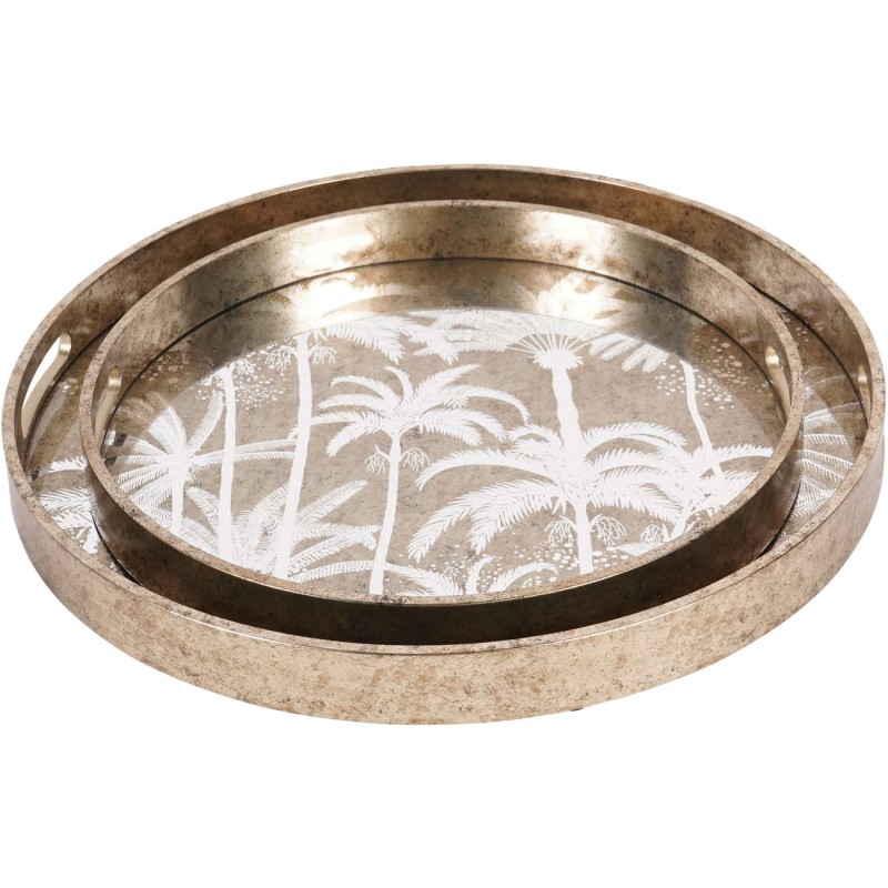 Palm tree trays in antique gold and brown