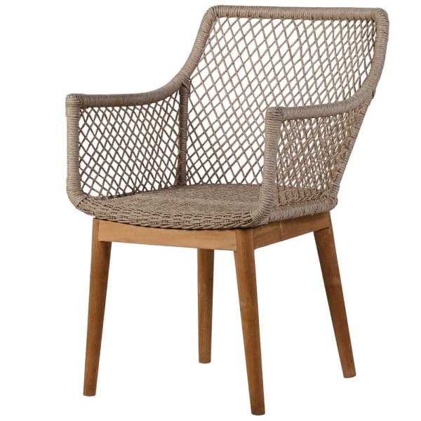 Cube Rattan Dining Chair 84 cm teak wood and synthetic rattan