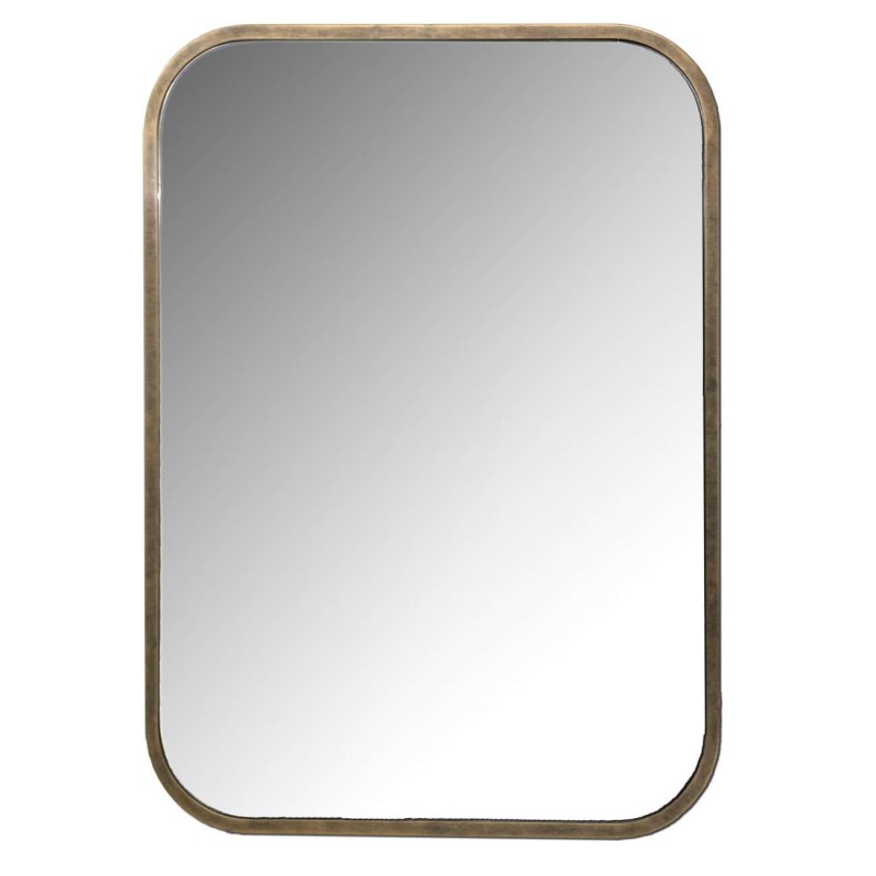 Large wall mirror with an aged gold metal frame