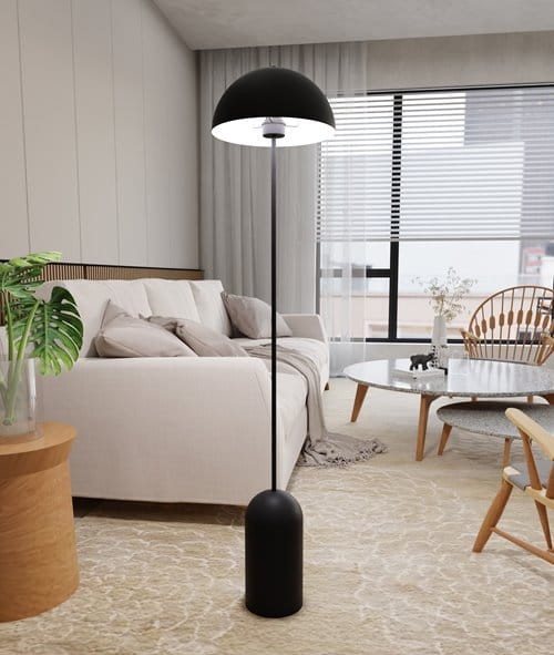 Innovation Black Metal Floor Lamp 138 cm Dome Standard Lamp
