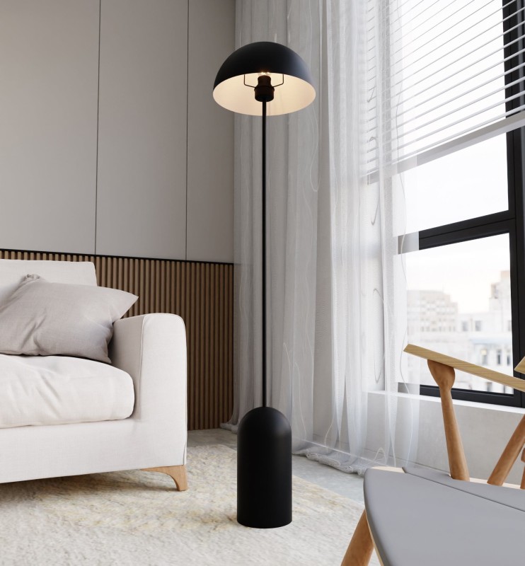 Innovation Black Metal Floor Lamp 138 cm Dome Standard Lamp