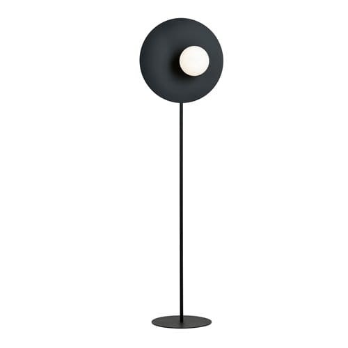 London I Black Modern Metal Floor Lamp 145 cm metal and white glass