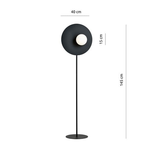 London Black Modern Metal Floor Lamp 145 cm metal and glass