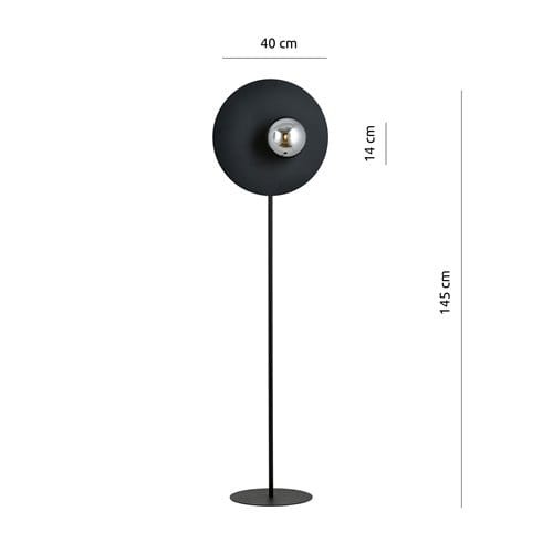 London II Black Modern Metal Floor Lamp 145 cm metal and smoked glass
