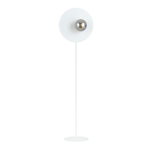 London II White Modern Metal Floor Lamp 145 cm metal and smoked glass