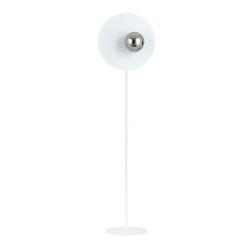 London II White Modern Metal Floor Lamp 145 cm metal and smoked glass