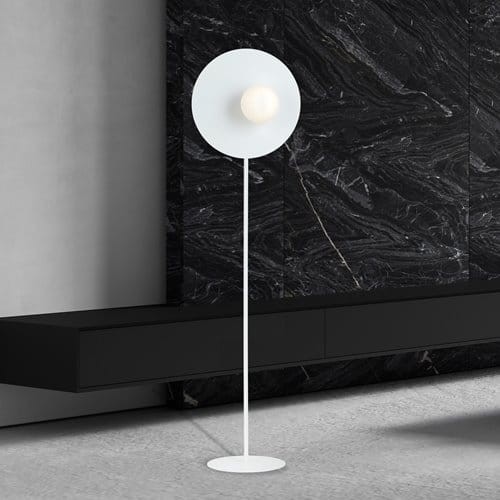 London I White Modern Metal Floor Lamp 145 cm metal and white glass