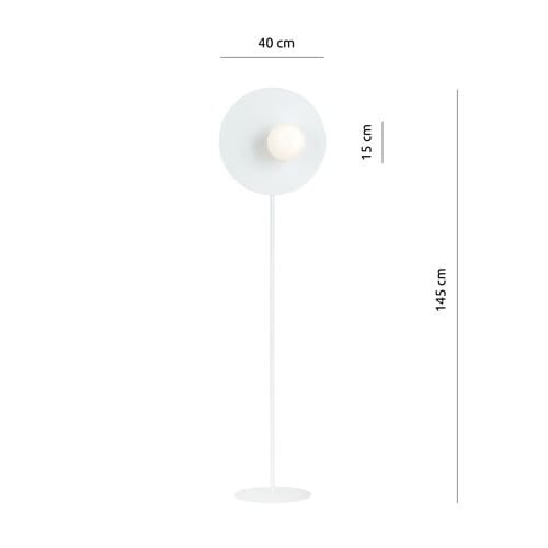 London I White Modern Metal Floor Lamp 145 cm metal and white glass