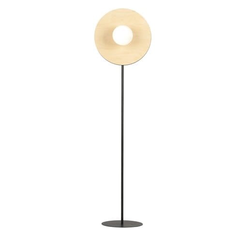 London Wooden I Modern Metal Floor Lamp 150 cm wood and white glass