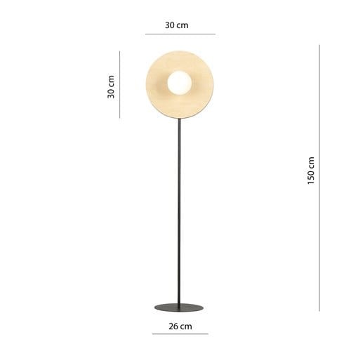 London Wooden I Modern Metal Floor Lamp 150 cm wood and white glass