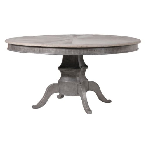 Bremner Grey Round Dining Table 150cm – Reclaimed Elm Pedestal Table