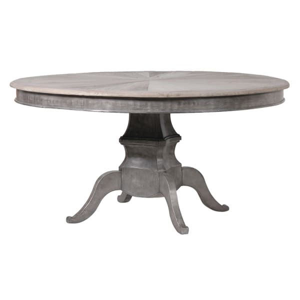 Bremner grey round dining table 150cm with a decorative central pedestal