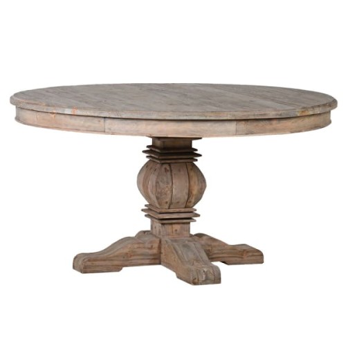 Garda Round Reclaimed Pine Dining Table 150 cm – Natural Pedestal Table