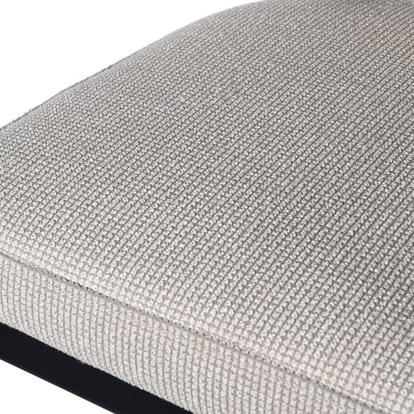 Beige linen-blend seat on the Chelsea Black bar stool