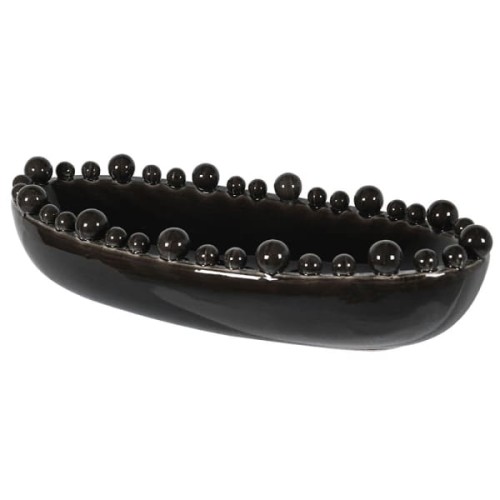 Large Black Bubble Ceramic Bowl 58 cm – Oval Decorative Ceramic Centrepiece