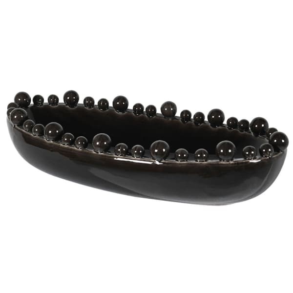 Large Black Bubble Ceramic Bowl 58 cm – Oval Decorative Ceramic Centrepiece