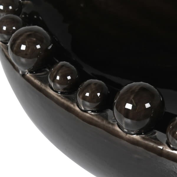 Large Black Bubble Ceramic Bowl 58 cm – Oval Decorative Ceramic Centrepiece